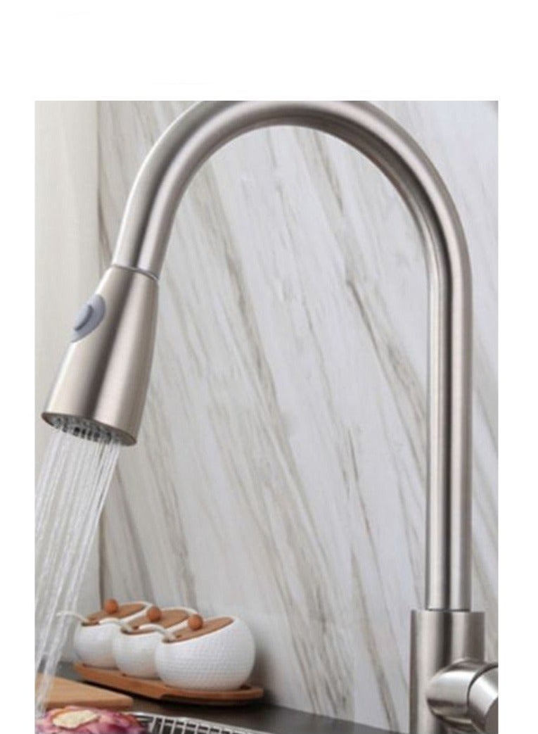 صنبور مغسلة بنمط رش فضي ,حنفيات مطبخ قابلة للسحب مع وضعين للرش فضي - Image 4